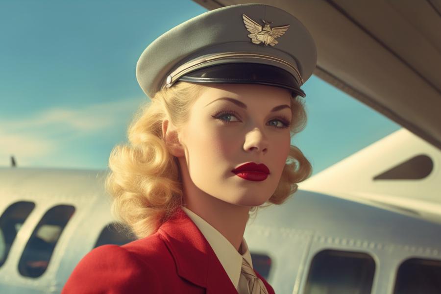 AI Generated Image for: Airline Hostesses of the Past: A Different World