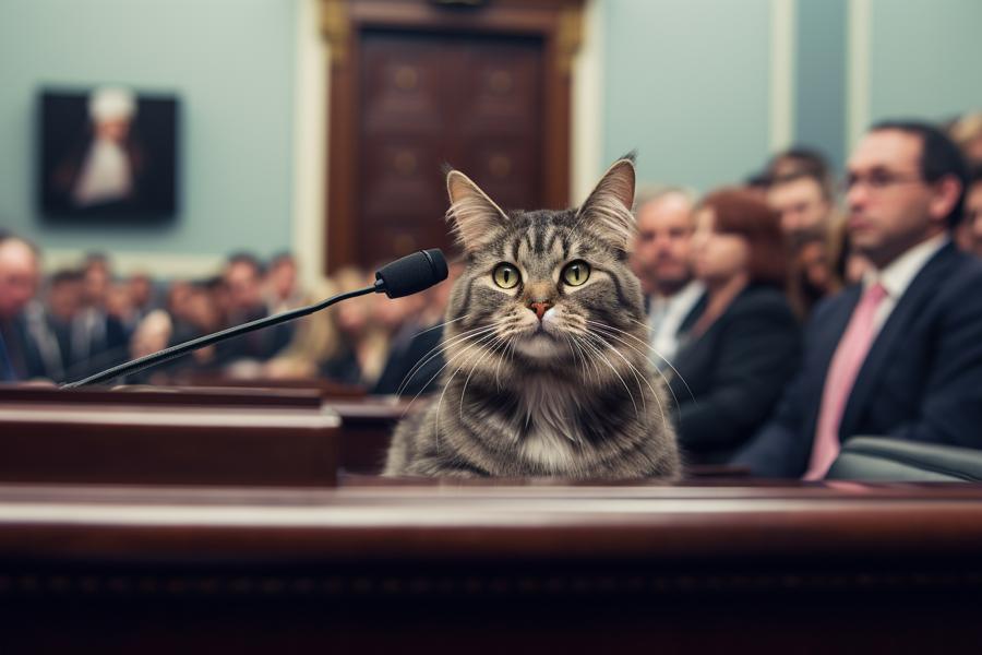 AI Generated Image for: Senate Investigates the Reason for Cats Knocking Over Water Glasses