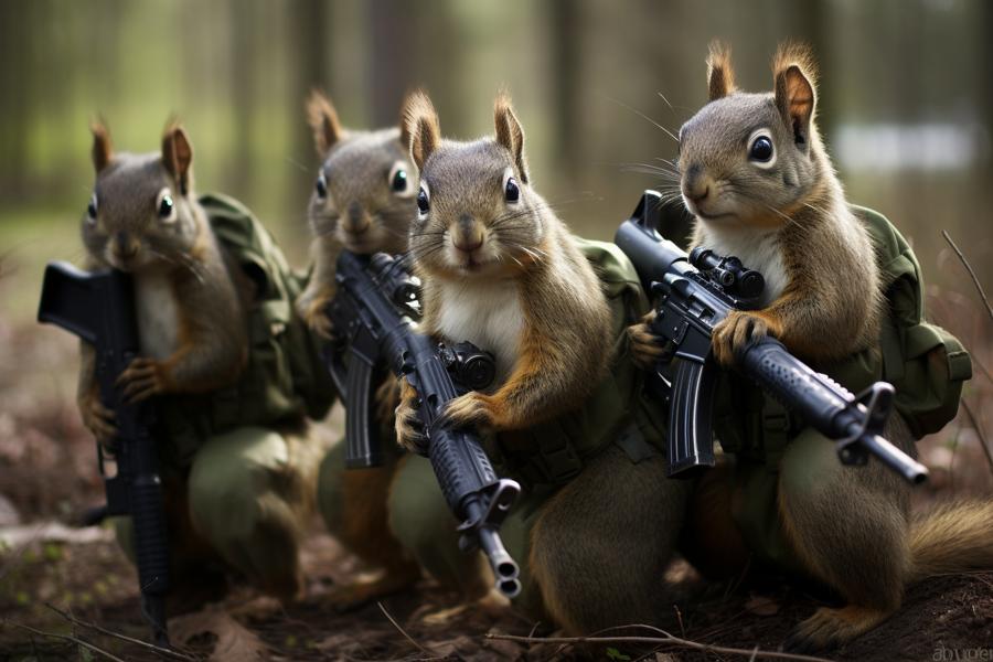 AI Generated Image for: Squirrels are Coming: A Guide to Training a Squad of Squirrels as an Invasion Force