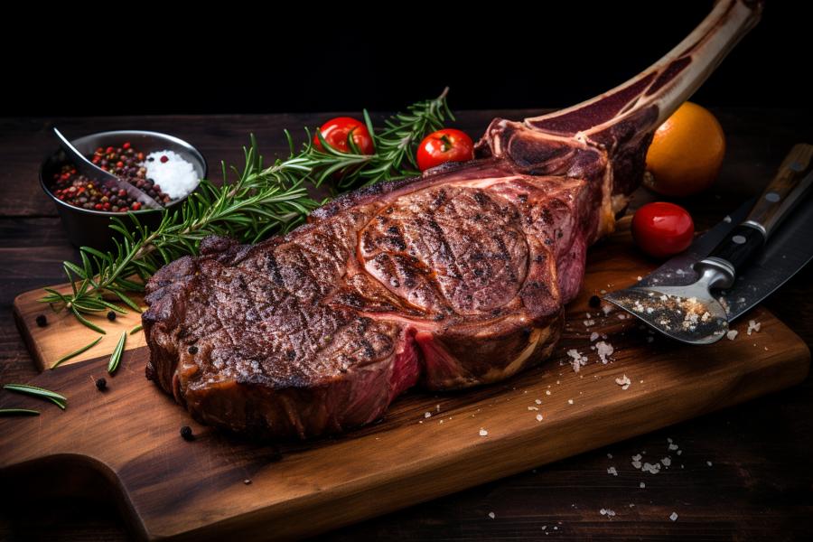 AI Generated Image for: Battle Royale: Cowboy Steak vs. Swanson's Hungry-Man Salisbury Steak Frozen Dinner