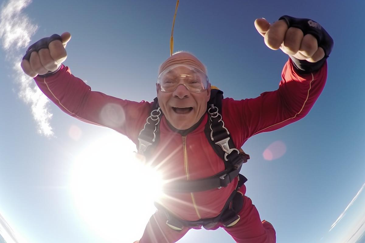 AI Generated Image for: Skydiving with Sir Patrick — A Journey into the Uncharted Skies