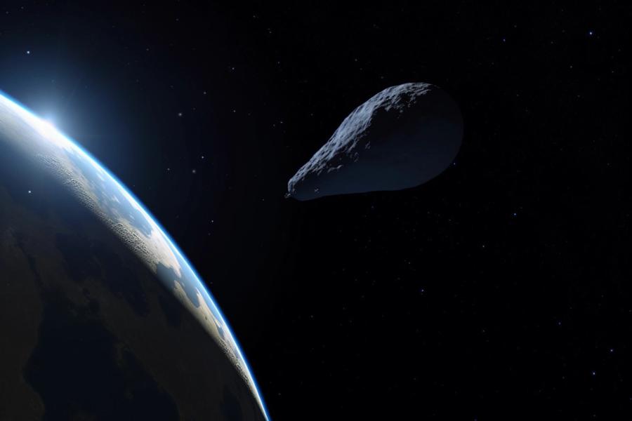 AI Generated Image for: Massive Avocado-Shaped Asteroid to Pass Earth