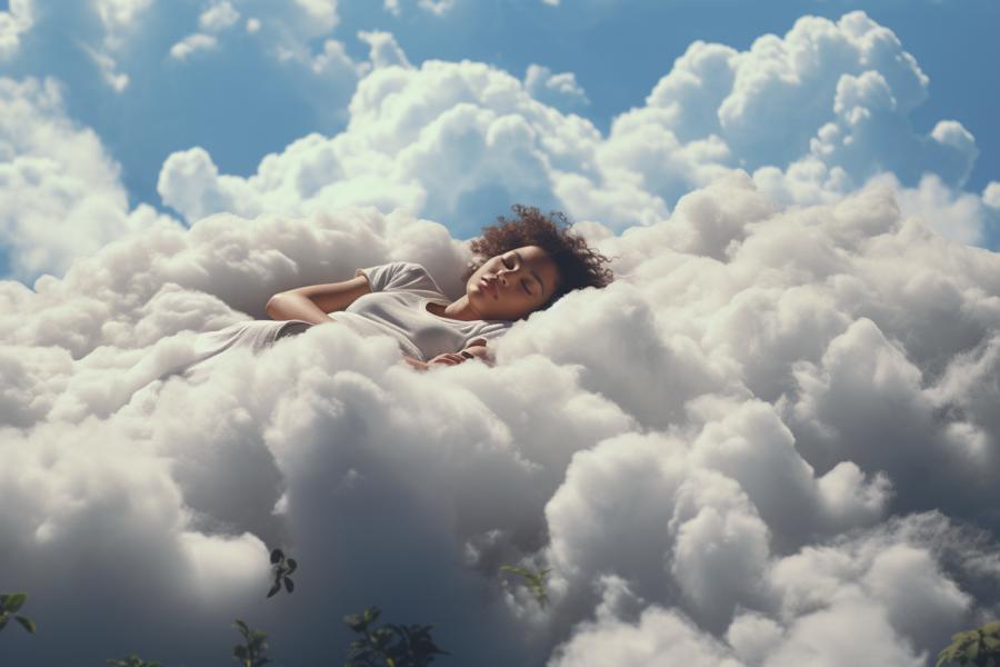 AI Generated Image for: Cloudy Dreams: What Would It Be Like to Sleep on a Cloud?