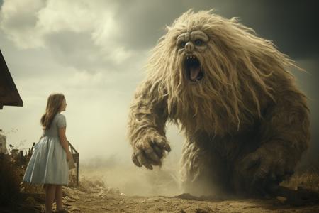 In the Shadow of Giants: Alice's Brave Stand Against the Monstrous Beast