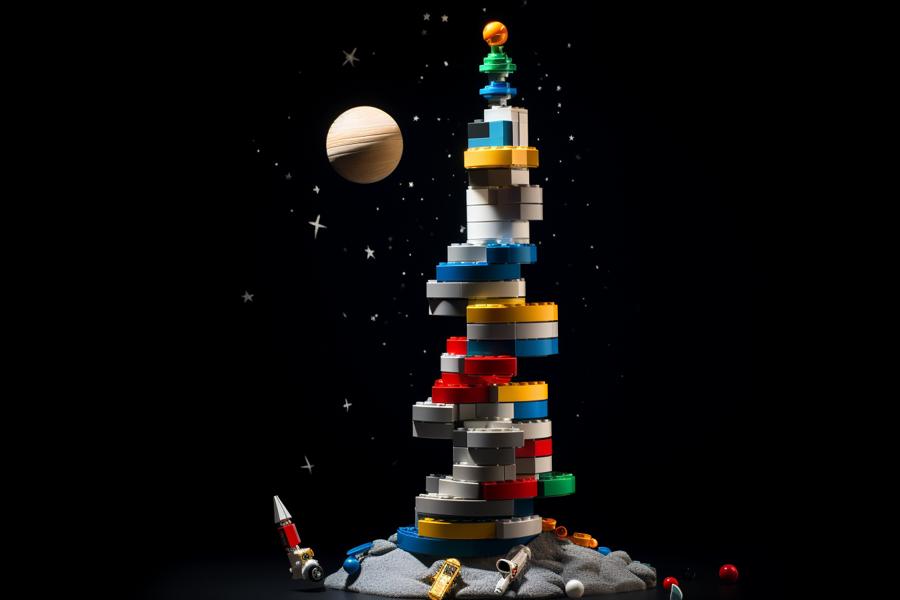 AI Generated Image for: The Astronomical Number of LEGO Bricks Required for a Trip to the Moon