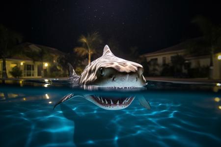 Tooth or Swim: A Hilarious Encounter with a Baby Tiger Shark in a Backyard Pool