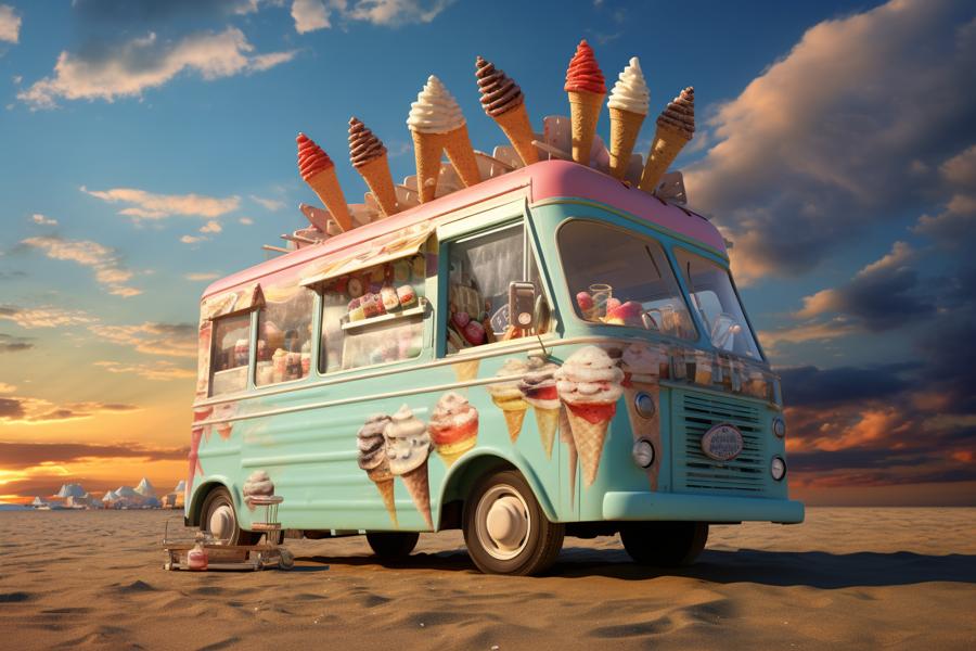 AI Generated Image for: Camping's Wildest Ride: Oscar's Parade-Hopping, Ice Cream-Powered Adventure