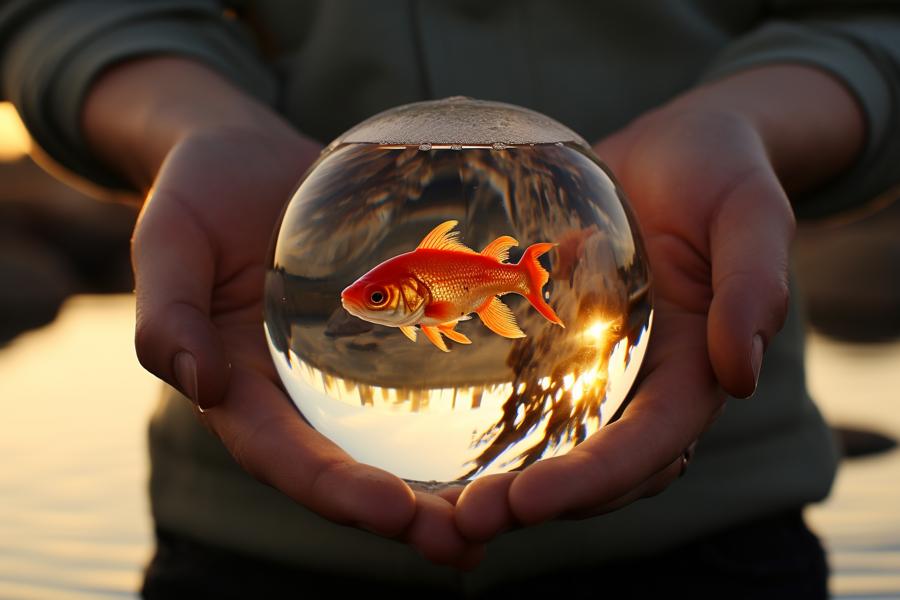 AI Generated Image for: From Fish Bowl to Crystal Ball: Psychic Insights from a Goldfish Guru