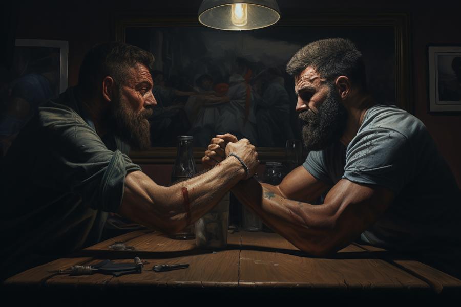 AI Generated Image for: The Failed Arm Wrestling Showdown: How Left and Right Handers Ended Up in a Draw