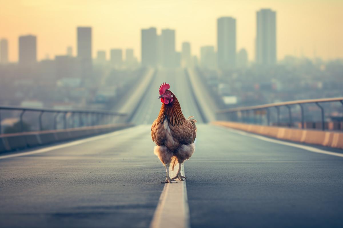 AI Generated Image for: Why Did the Chicken Cross the Multi-Lane Divided Highway?