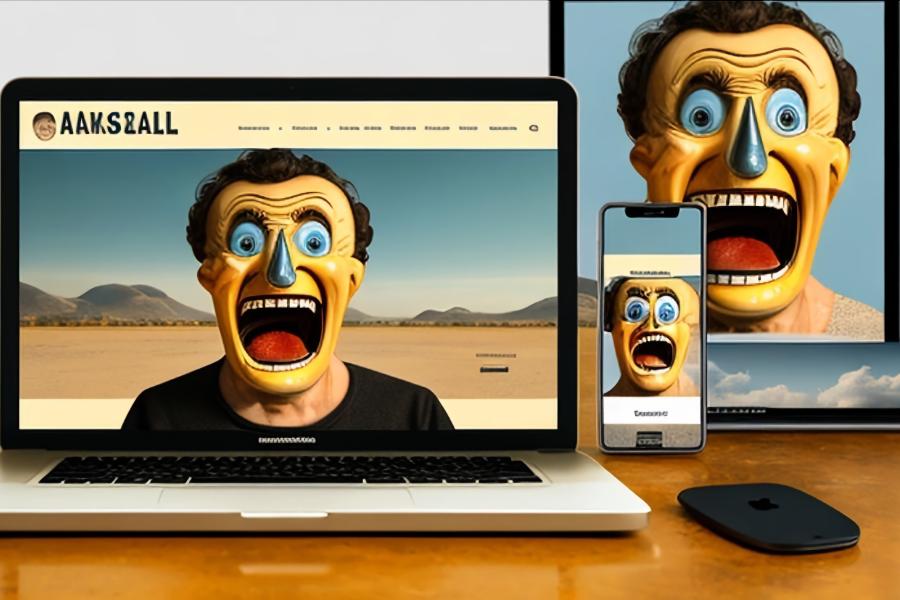 a mockup of business mashall website, in the style of surrealist portraiture, gritty realism, surrealistic grotesque, realistic anamorphic art, smilecore, playful caricature --ar 79:53