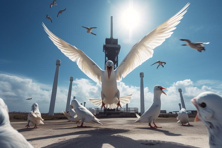 AI Generated Image for: Birds Cause SpaceX Launch Delay