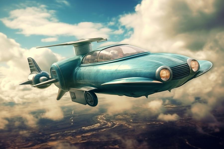 AI Generated Image for: The Great Flying Car Debacle: A Century of Broken Promises